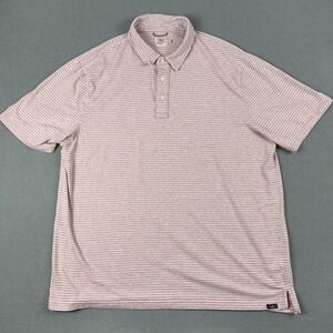 Faherty Polo Shirt‎ Mens 2XL Pink White Stripe Short Sleeve Soft Knit Casual